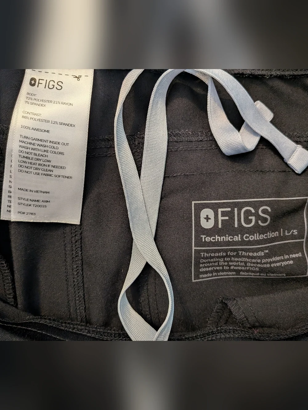 FIGS Axim Cargo Black Scrub Pants Men's Size Large Short Utility Uniform Nurse